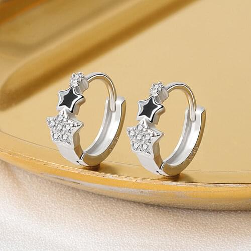 New Style Five Pointeds Star Earrings Fashion Women Inlay Zircon Silver Color Earrings Elegant Charm Women Cocktail Jewelry