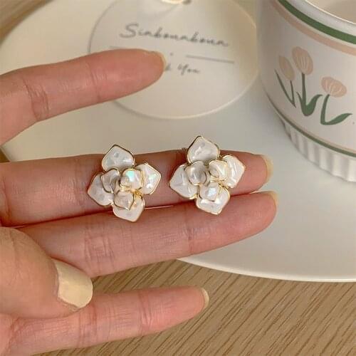 Cubic White Flower Earrings Temperation Simple Fashion Jewelry pendientes