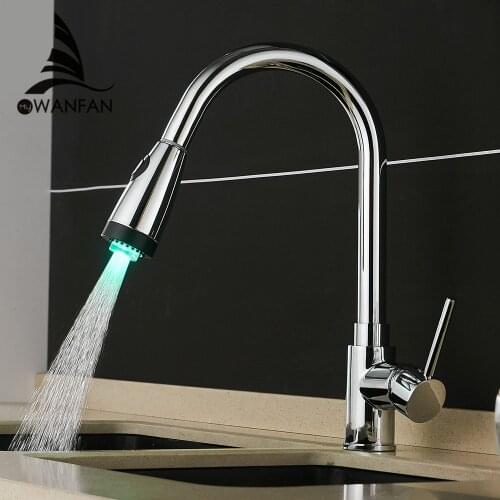 LED Faucet For Water in The Kitchen Torneira De Cozinha LED Light Sink Faucet Brass Hot Cold Deck Mounted Bath Mixer Tap 508906