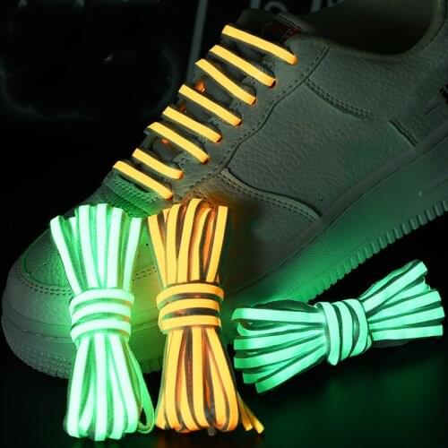 1 Pair Luminous Shoelaces Flat Sneakers Canvas Shoe Laces Glow In The Dark Night Color Fluorescent Shoelace 80/100/120/140cm