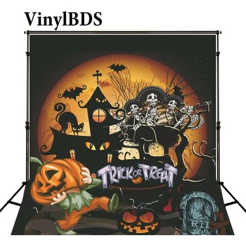VinylBDS Backdrops Halloween Photography Backdrop Cartoon Backdrops Trick Or Treat Children Background For Photo Studio