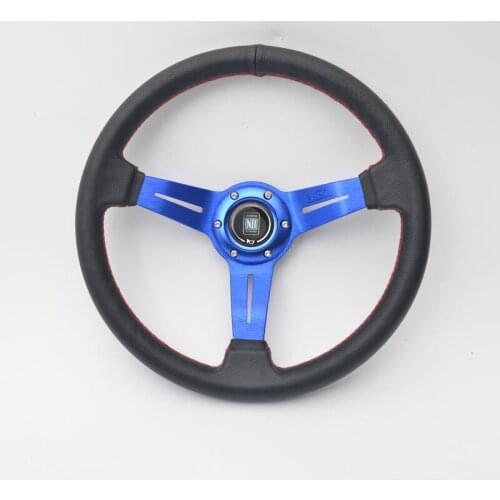 Top quality 350mm 14'' Deep Dish ND leather Drift Racing Sport Steering Wheel