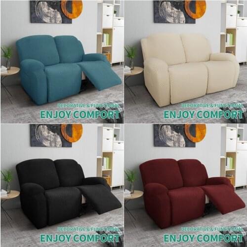 1 Set 2 Seater Recliner Lounge Stretch Sofa Chair Cover Charcoal Gray Recliner Protection Pad Non-slip Furniture Cover 2021
