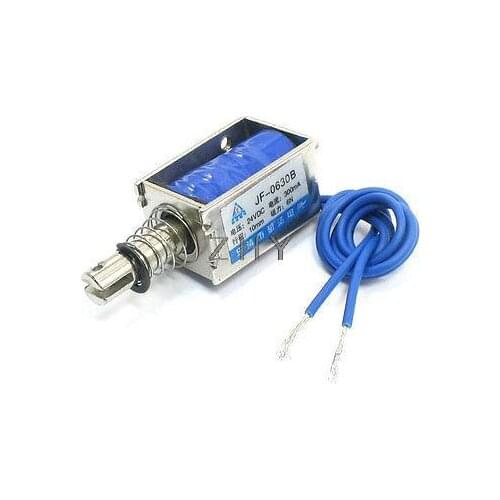 1PC JF-0630B 14x19x30 14*19*30 DC 6V DC 12V DC 24V 300mA Suction 6N Stroke 10mm Push Pull Type Open Frame Solenoid Electromagnet