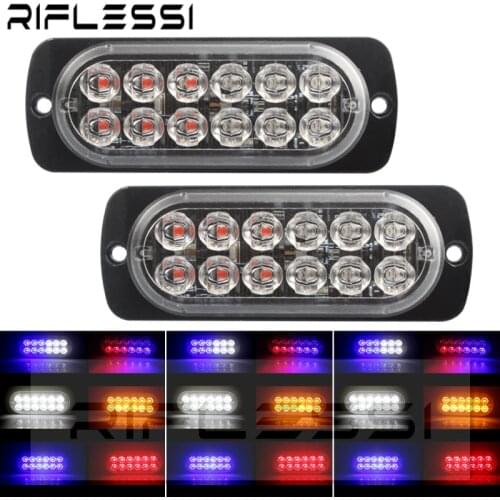 2 x 12V 24V Police Lights LED Motorcycle Flash Lamps Truck Ambulance Vehicle Strobe Light Stroboscopes For Auto Car Grille Lamp