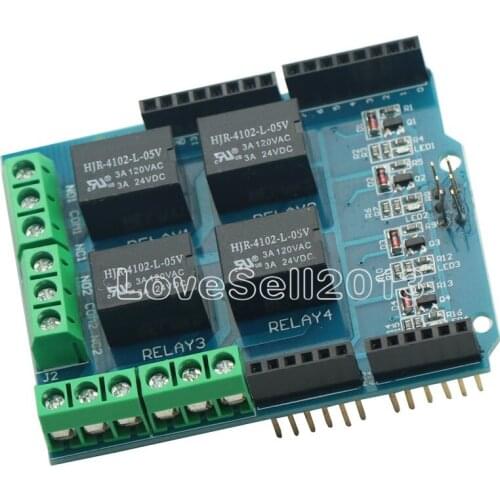 Relay Shield Interface 5V 4 Four Channel Module For Arduino Signal Control Power Expansion Drive Board DC 3.3v 5v Red Indicator