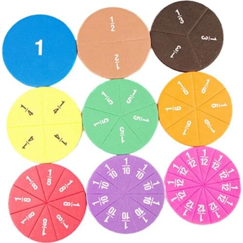 51x Colorful Circular Fractions Tiles Numbered Kids Toy Gift Teaching Aids