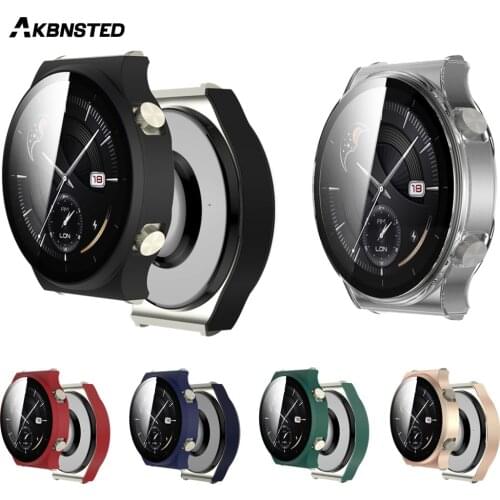 AKBNSTED PC Case For Huawei Watch GT 2 Pro Protective Shell Tempered Glass For Huawei Watch GT2 Full Case Cover Screen Protector