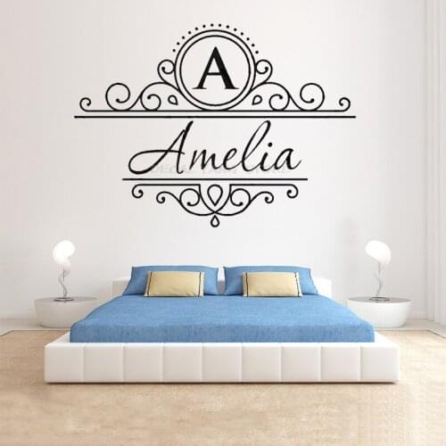 Girls Name Wall Decal Baby Girl Monogram Name Decal Large Decals Kids Wall Decals Nursery Princess Wall Decal Family DecalDZ031