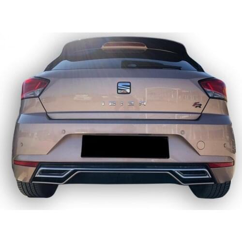 For Seat Ibiza 6F 2017 Post sports tail rear bumper diffuser lip. Bright Black Gray Detailed