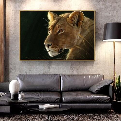 Forbeauty Oil Canvas Painting lioness_big_cat_predator For Home Decoration Wall Art