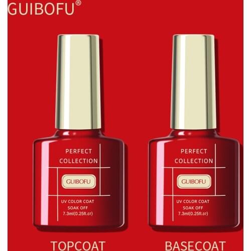 GUIBOFU Internet Popular Nail Art 7.3ml Soak Off Base Coat Foundation Without Sticky Top Coat No Wipe Top Coat Nail Gel Polish