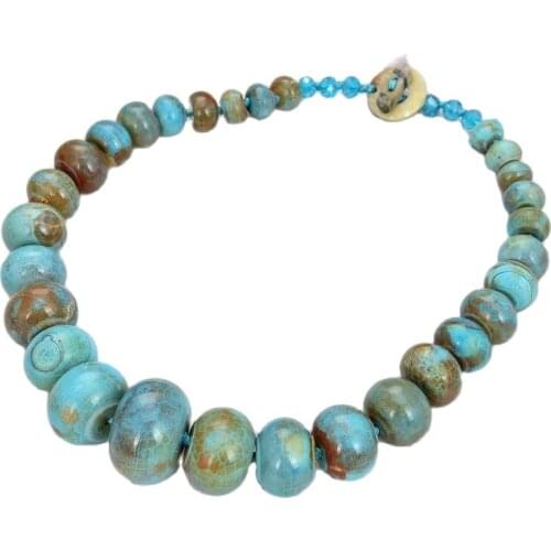 GG Jewelry 19'' 9-21MM Graduate Blue Agate Necklace