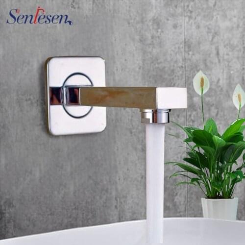 Senlesen Chrome Brass Wall Mounted Bathroom Tub Spout Square Tub Spout Faucet Spout