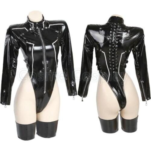 Cos Dark Reign Imperial Communications Officer Cosplay Costume Leather Leotard Clothing Set Hot Anime Patent Domineering Lady