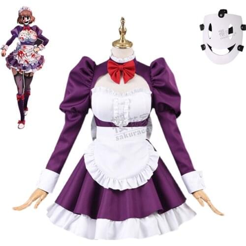 Anime High Rise Invasion Maid Fuku Kamen Cosplay Costume Women Maid Dress with Mask Halloween Party Uniforms Custom Made