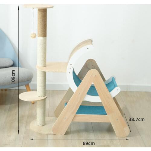 Creative cat climbing the nest New solid wood cat climbing frame Sisal cat grasps the post wear-resisting Cats nest cat tower