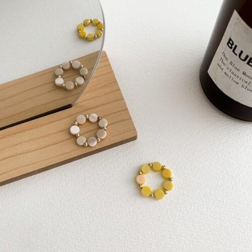 TIMEONLY Cute Girls Circle Shinning Crystal Ring White Yellow Color Forefinger Charm Ring Sweet Birthday Gifts Jewellery Retro