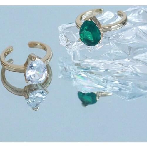 SRCOI Trendy Green Transparent Zircon Ear Bone Clip Simple Temperament No Pierced Clip Earring Women Jewelry Accessories
