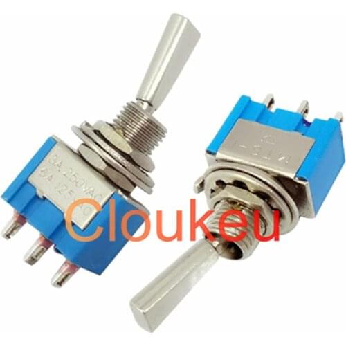 MTS-103 6MM Blue Flat handle 3Pin/3File ON-OFF-ON Rocker switch Toggle Switch 3A250V 6A125V