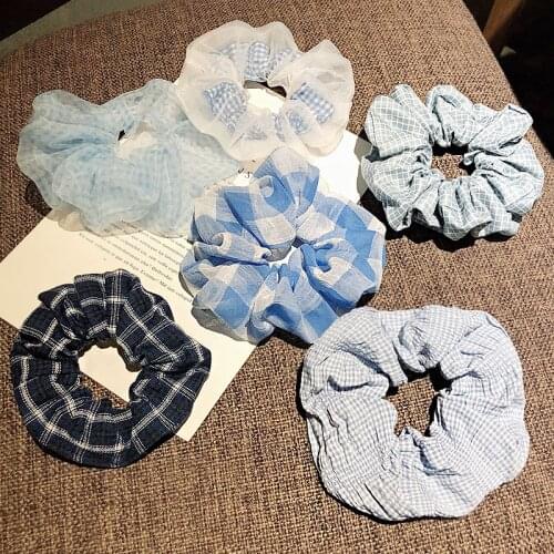 All Blue Series Scrunchie Set Women Girls Cute Cloth Chiffon Elastic Hair Rubber Bands Ponytail Holder Fashion Hair Accessories