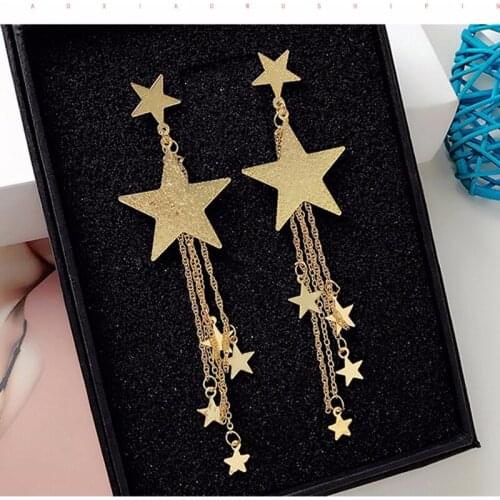New Styles Long Fashions Tassels Earrings Feminine Personalities Pentagram Ear Accessories 180714-7
