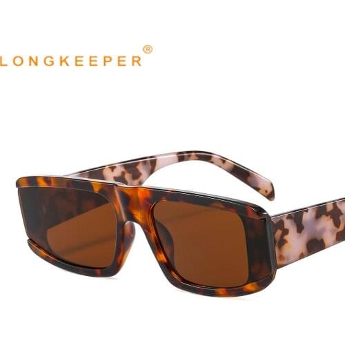 Fashion Small Rectangle Colorful Women Sunglasses Vintage Leopard Brown Eyewear Men Trending Sun Glasses Shades UV400 Oculos