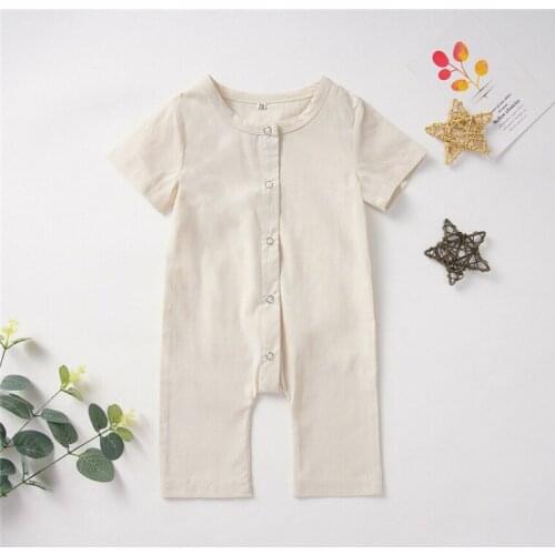 Newborn Toddler Baby Boys Girls clothes Button solid short sleeve Romper round neck kids cotton lovely Jumpsuit one pieces