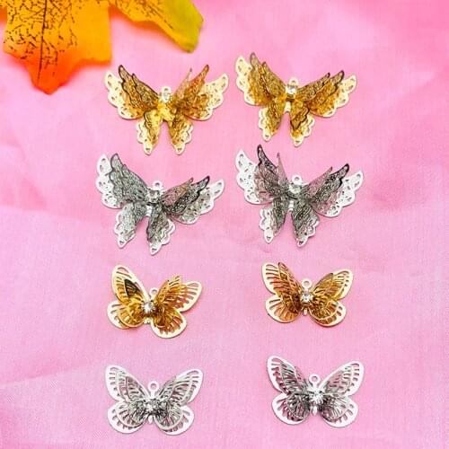 10Pcs/lot Gold Silver Color Butterfly Charms Mixed Insect Alloy Pendant Charm For Necklace Earring DIY Accessorie Jewelry Making
