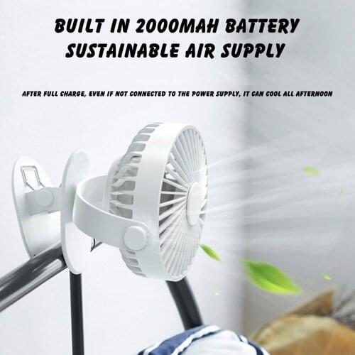 Portable Usb Table Fan Clip-on Type Rechargeable Cooling Mini Desk Fan 360 Degree Rotation 3 Speeds Adjustable Clip-on Fan#g4