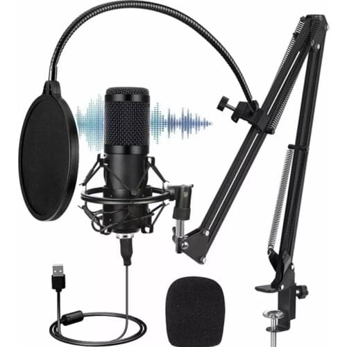 USB Wired Microphone Professional Condenser Studio Microphone For Computer Podcast Recording Gaming Microphone Desktop Stand