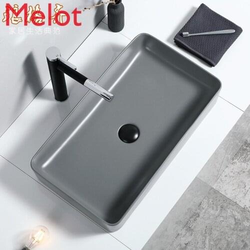 Nordic Style Rectangular Table Basin Washbasin Ceramic Basin Bathroom Household Basin Art Wash Basin Single Basin