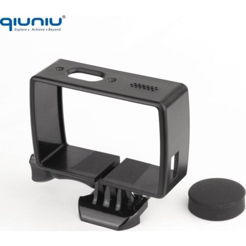QIUNIU For Xiaomi YI 4K Action Camera Plastic Protective Frame Housing Protector w/ Anti-scratch Lens Cap Cover for Xiaoyi 2 II