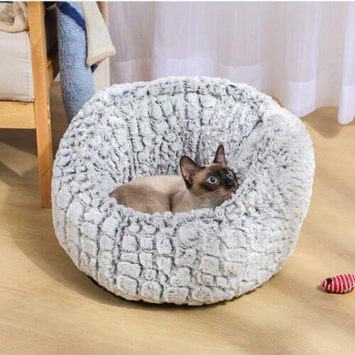 Pet Dog Bed Warm Fleece Round Dog Kennel House Winter Pets Dog Beds For small Dogs Cats Soft Sofa Cushion Mats camas para perro