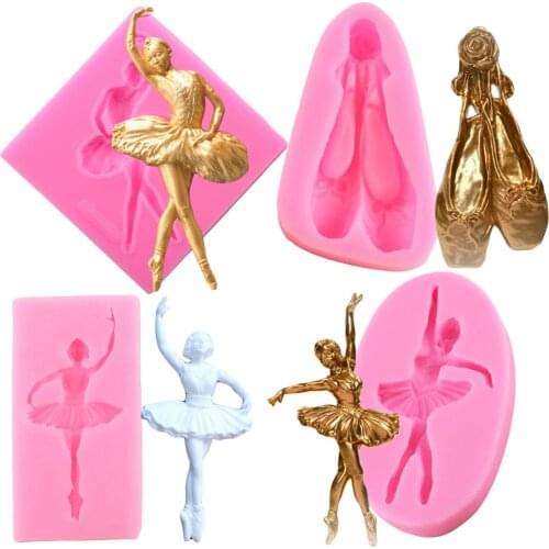 6 Style Dancer Silicone Molds Ballet Girld Shoes Cupcake Topper Fondant Cake Decorating Tools Candy Chocolate Gumpaste Moulds