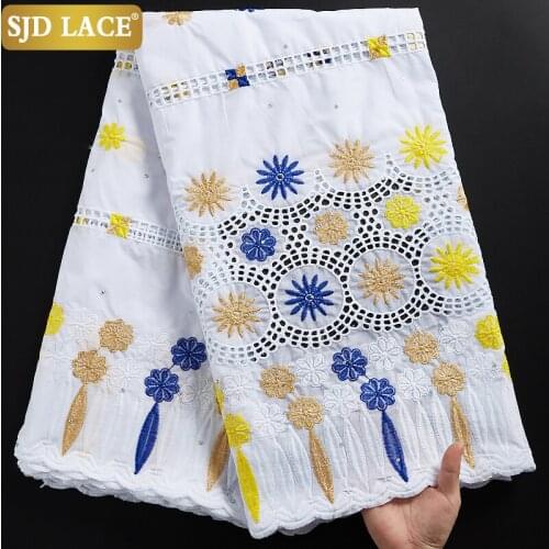 SJD LACE Royal Bule Swiss Voile Cotton In Switzerland 2021Newly African Lace Fabric 100% Cottons Dubai Laces For Wedding A2291