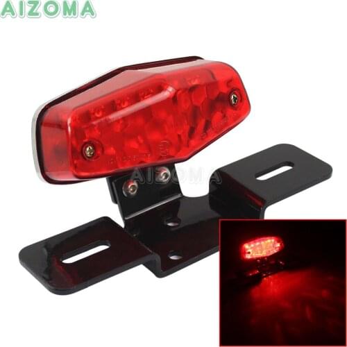 12v LED Red Taillight Motorcycles Lucas Brake Stop Lamp with Fender License Plate Bracket For Harley Cafe Racer Bobber XS650