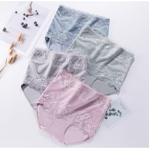 Womens Panties Sexy Lace Cotton Briefs High Waist Comfortable Seamless Ladies Butt Lift Up Cute Underpants Female Lingerie
