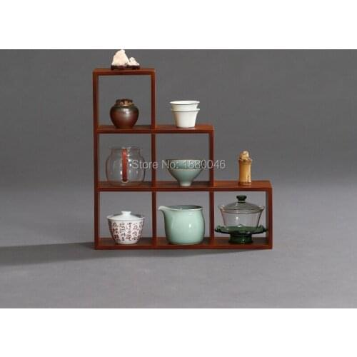 High Quality Bamboo wood Tea Rack Teaware shelf teapot shelf Tea Trays Tea Saucer Chinese teacup collection Crafts display tray