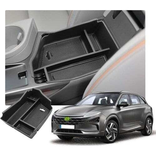 RUIYA Car Armrest Storage Box For Nexo 2018 2019 2020 Central Control Container Storage Box Auto Interior Accessories Black