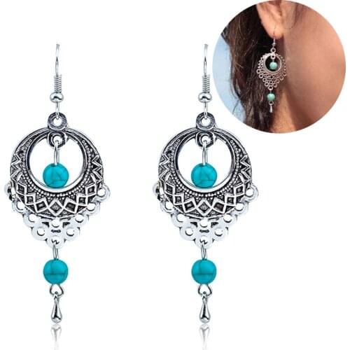 Boho Women Bead Dangle Hollow Charm Drop Earrings Wedding Jewelry orecchini Brincos aretes