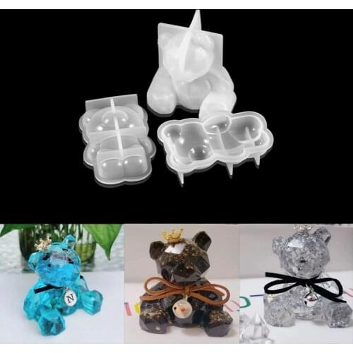 1pcs 3D Silicone Mold Geometry Bear Resin Mold Animal Ornament Jewelry Making Mould Epoxy Pendant Craft DIY Tools