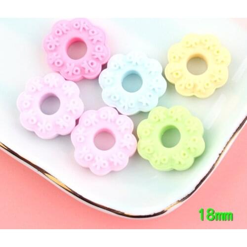 10pcs 18MM DIY resin candy ok donut doughnut charms pendants kawaii cabochon ornament craft decoration fashion jewelry making
