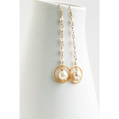 14K Gold Filled Natural Pearl Drop Earrings Handmade Jewelry Boho Oorbellen Brinco Vintage Jewelry Women Earrings Wedding Gift