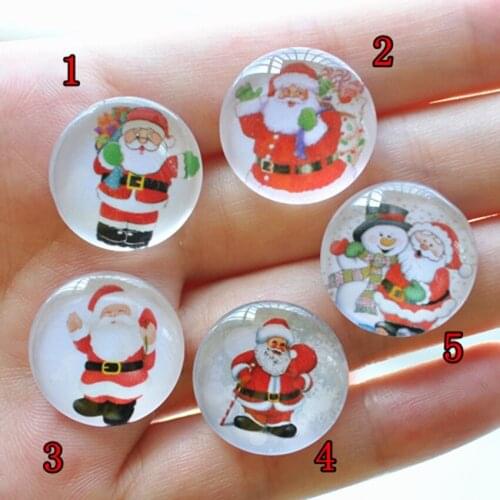 20pcs 20mm Diy Jewelry Materials For Chrismas Decoration Domed Round Glass Cabochon Lovely Santa For Cameo Setting