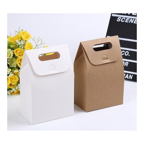 25/50pcs 10x6x15.3cm Kraft Paper Box Gift Packaging Box Presents Pouches Bag for Gift Sachet Carton Box