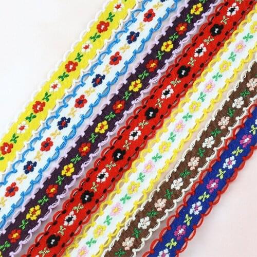 5 Meter Handmade Embroidery Lace Woven Jacquard Ribbon Diy Small Floral Ribbon For National Clothing Accessories Lace Wholesale