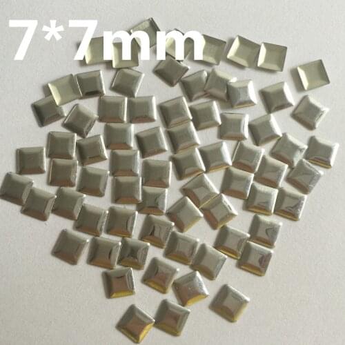 500pcs 7*7MM Silver Square Pyramid Shaped Studs Hot Fix Rhinestuds Heat Transfer Rhinestones For Clothing/shoes/ bags /scarfs