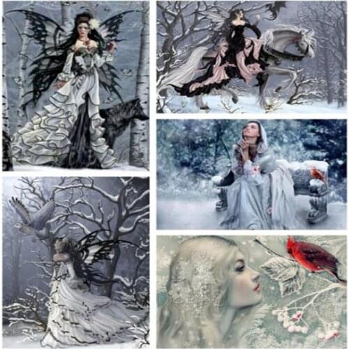 Touoilp 5D DIY Diamond Painting Cross Stitch picture diamond Embroidery mosaic Snow girl bird Full square Rhinestone needlework