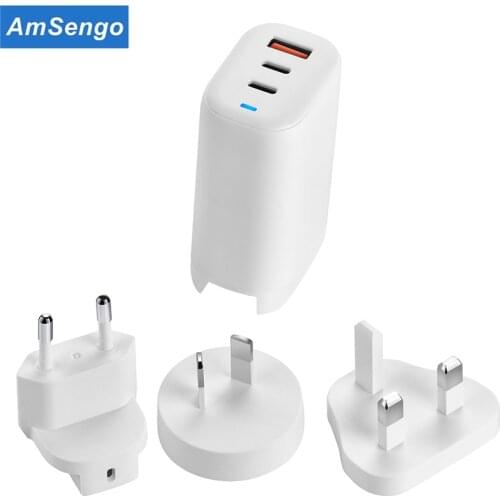 Amsengo PD 65W GaN Quick Charge Power Adaptor 3 Port USB For For iPhone 12 11 Pro Max Mini Type C Fast Charging Charger EU US UK